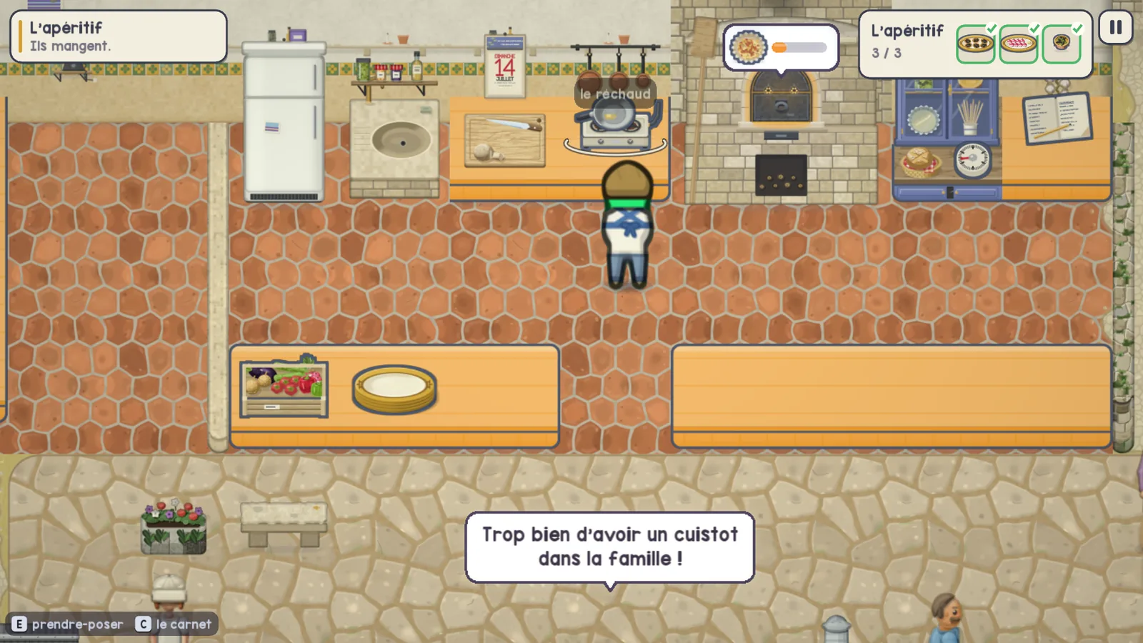 Chapitre « La cousinade », 1991 : la cuisine du mas, ses tomettes, le four à bois et le réchaud